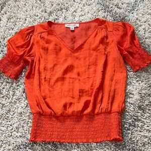 Philosophy Vivid Orange V-Neck Blouse‎